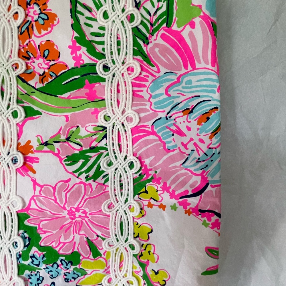 Lilly Pulitzer Girls Shift Dress Size 6 Pink Pout Floral Green Beach Pineapple - Picture 3 of 7